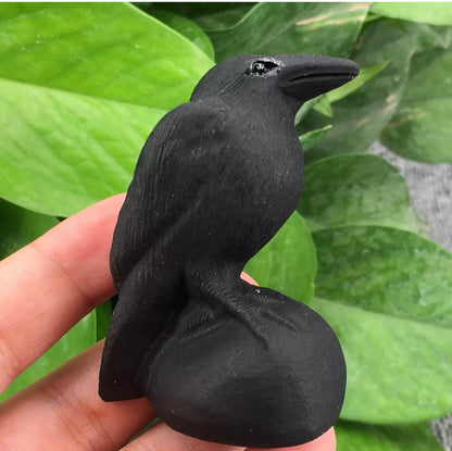 Natural Black Obsidian Raven Crow