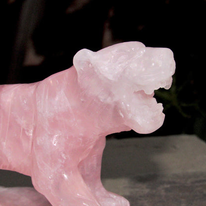 Rose Quartz Gemstone carved Tiger