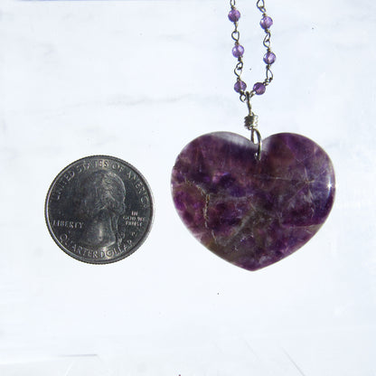 Amethyst gemstone Heart Pendant on Sterling Silver Chain Necklace