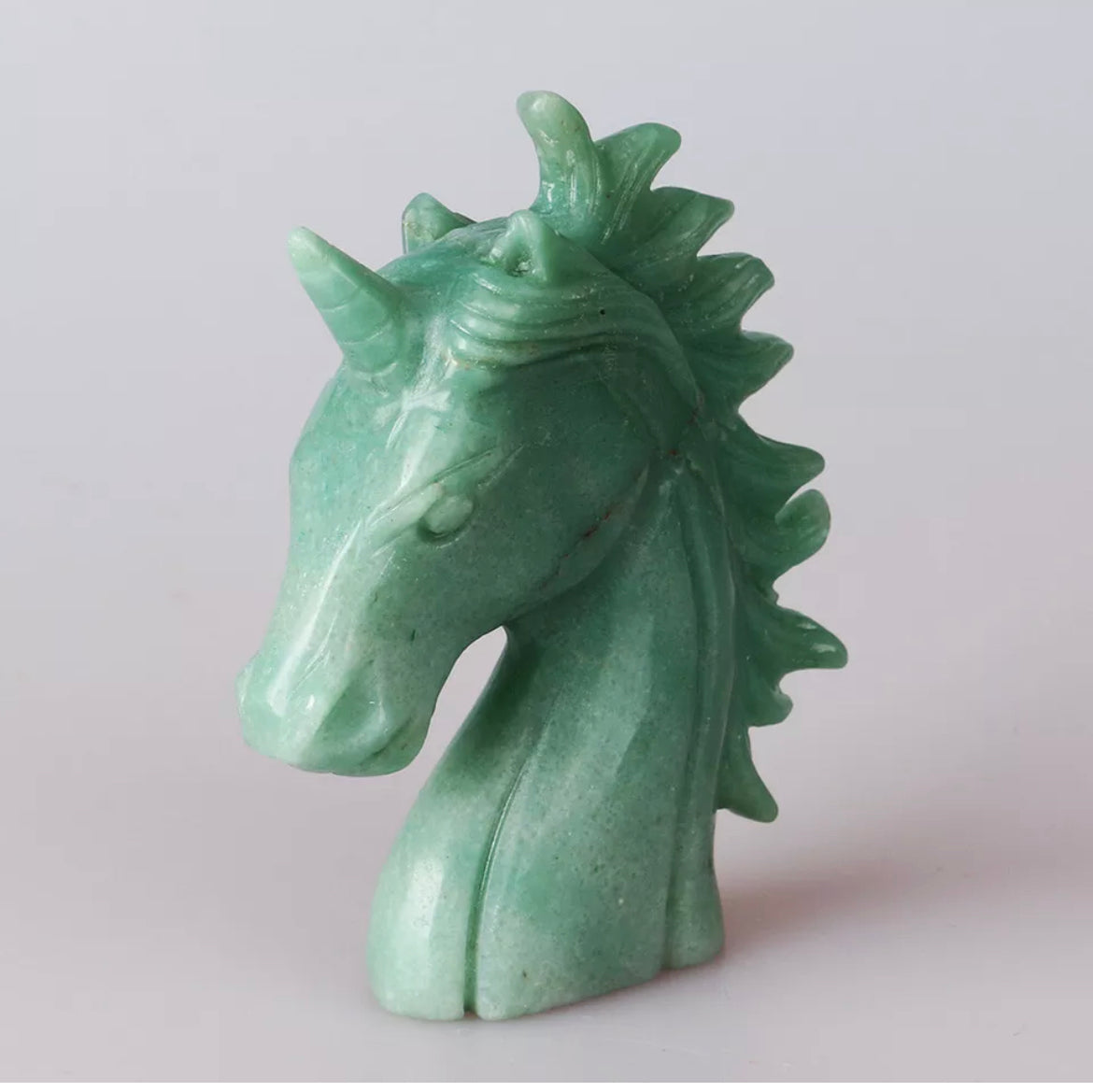 Natural Green Aventurine Unicorn Head