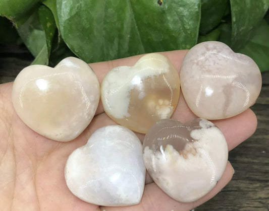 Natural Cherry Blossom Agate Heart