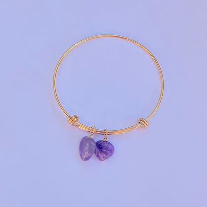 Amethyst Heart Bangle Bracelet