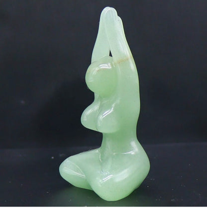 Natural Green Jade Yoga Lady Figurine