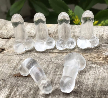 Natural Clear Quartz gemstone carved  Penis