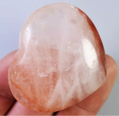 Natural Fire Hematoid Quartz Heart