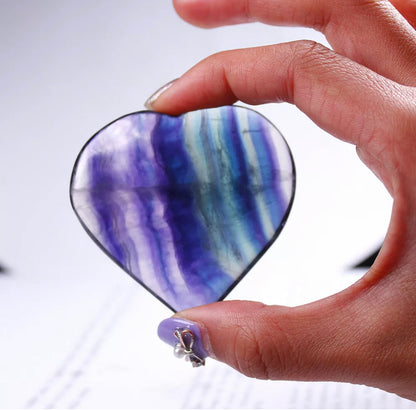 Natural Rainbow Fluorite Heart Gemstone