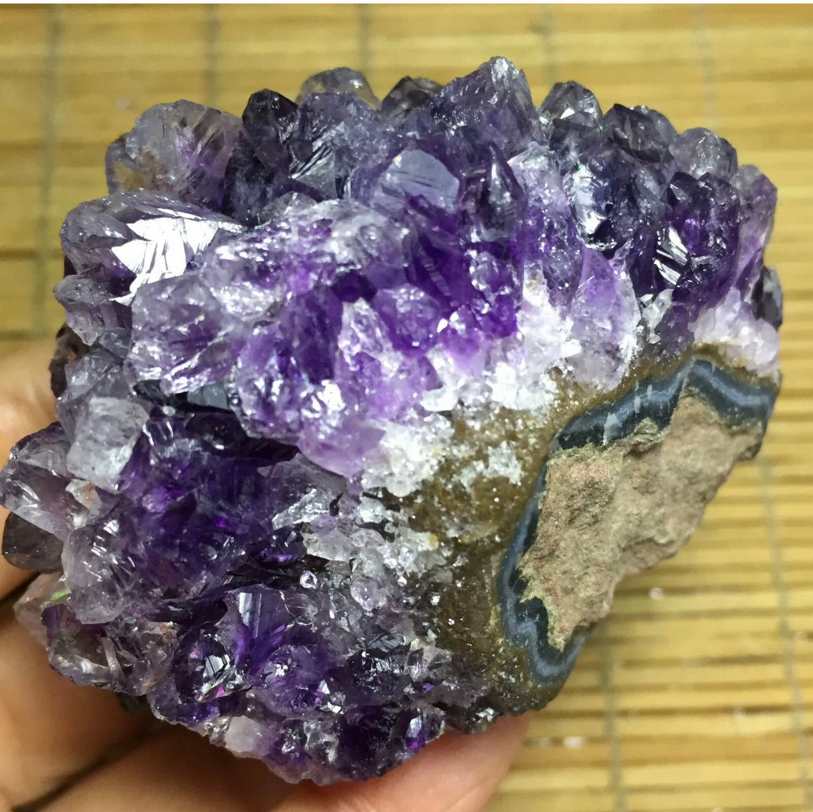 Natural Amethyst geode quartz cluster crystal specimen energy