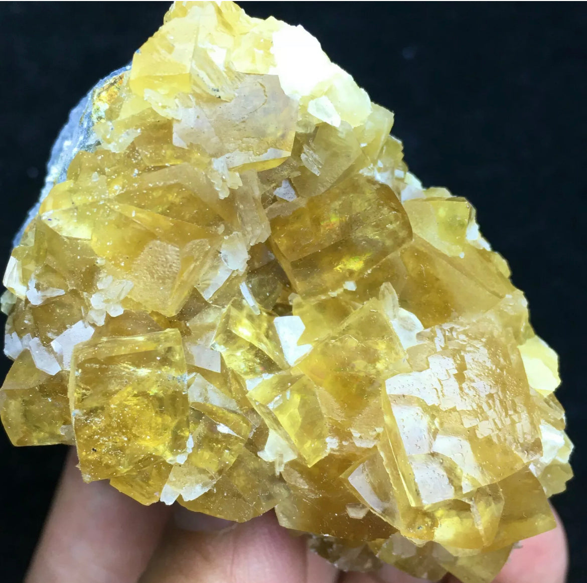 Golden Yellow Transparent Cubic Calcite Crystal Mineral Specimen/fujian