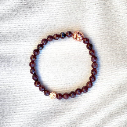 Garnets gemstones and Rose Hematite Crystal Gemstone Stretch Bracelet