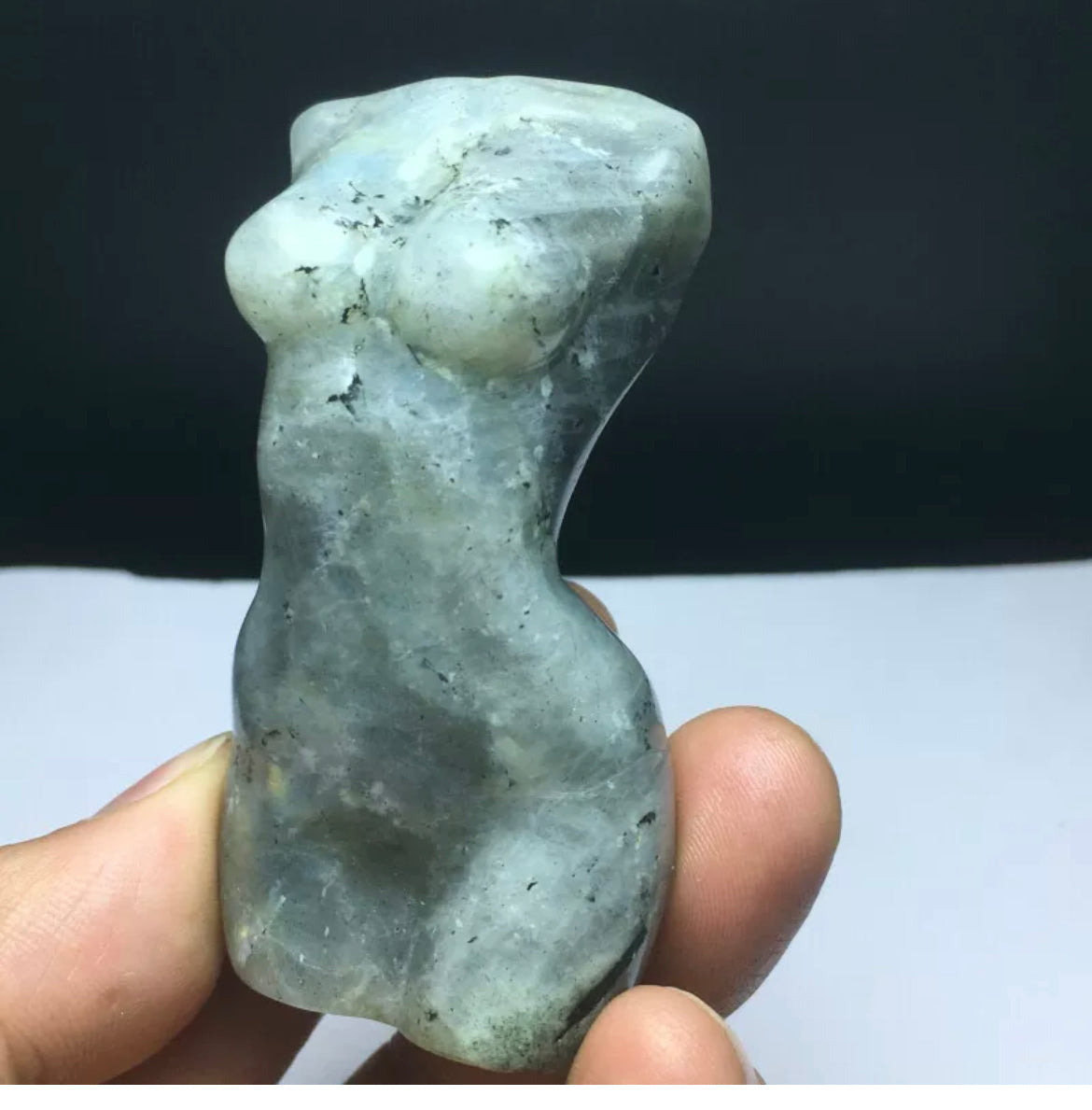 Natural Crystal .labradorite carved female model statue figurine