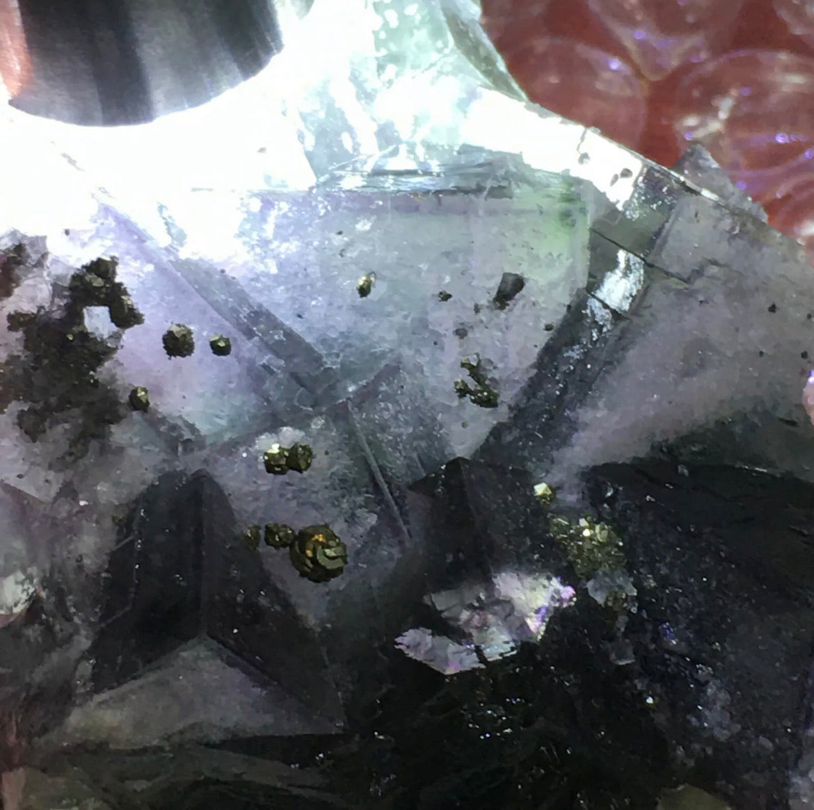 Natural Translucent Blue Trapezoidal Fluorite Pyrite Collectors Piece