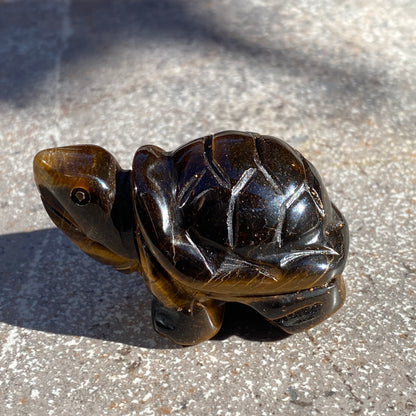 Natural Tiger Eye gemstone carved Turtle Figurine