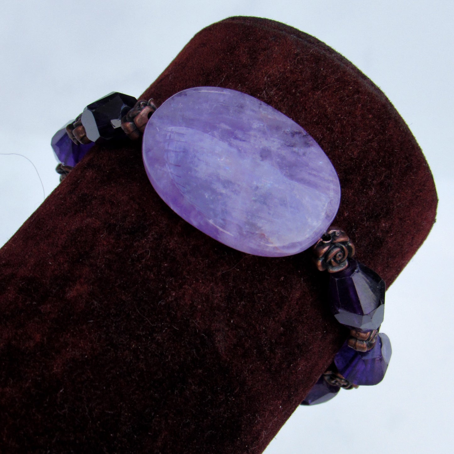 Amethyst gemstone and Copper Rose bracelet