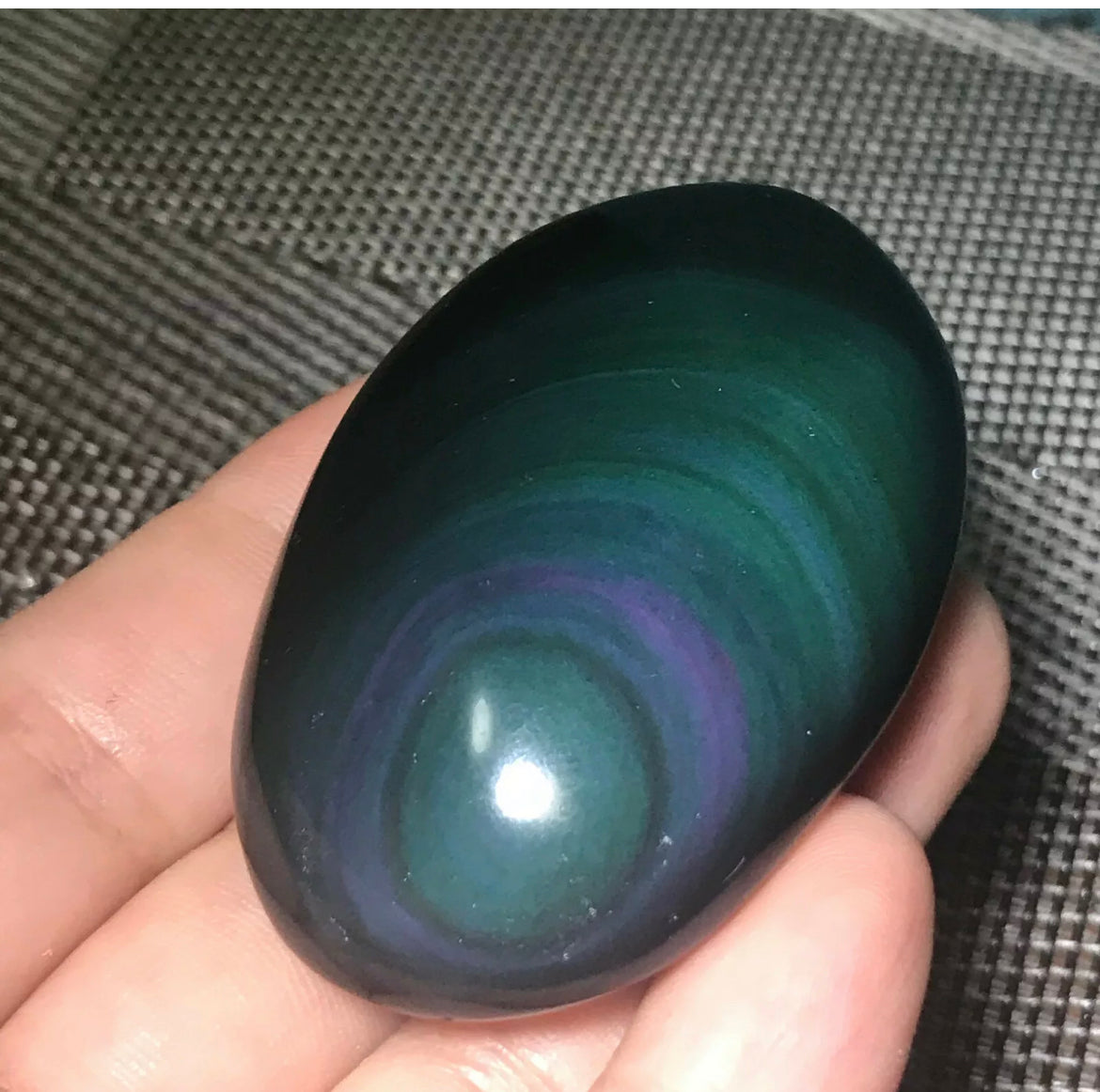 Natural Rainbow Obsidian Palm Stone