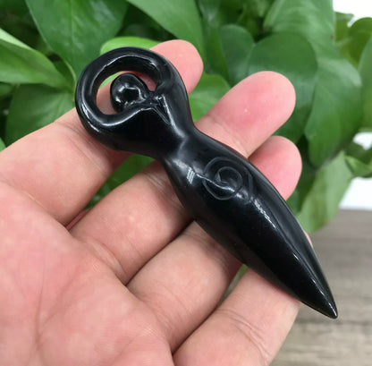 Natural Black Obsidian Goddess Totem