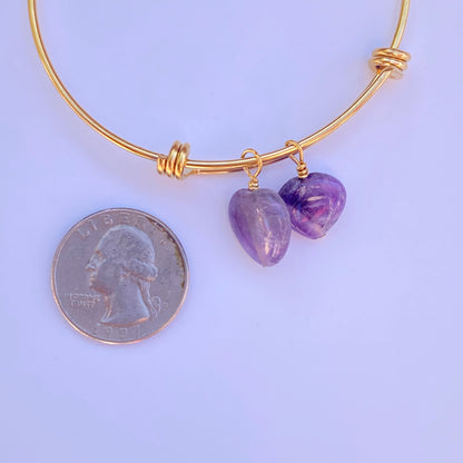 Amethyst Heart Bangle Bracelet