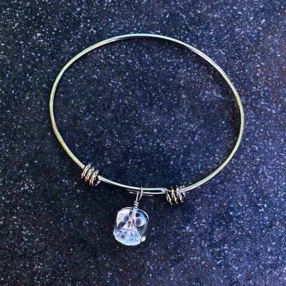 Clear Quartz Skull Bangle Bracelet