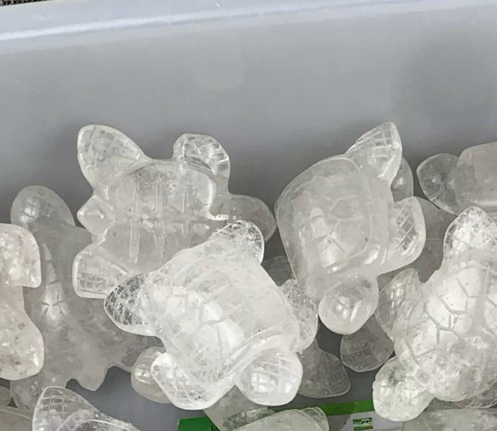 Natural quartz gemstone crystal hand-carved 2 inch Sea turtles