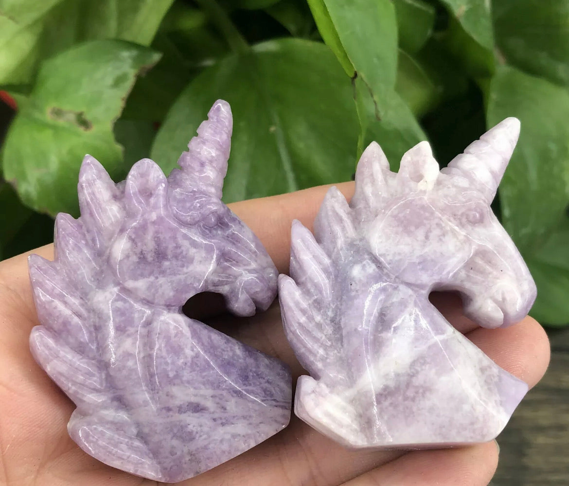 Natural Ussungite purple gemstone carved Unicorn