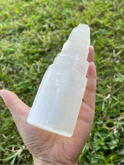 Large Selenite Gemstone Crystal Tower 6" Tall