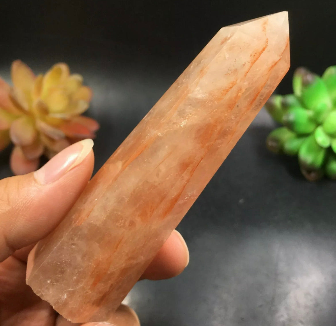 Natural Red Hematoid Quartz Wand Point