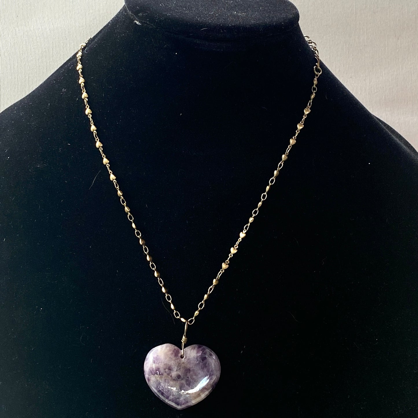 Amethyst Heart Pendant on Heart Chain