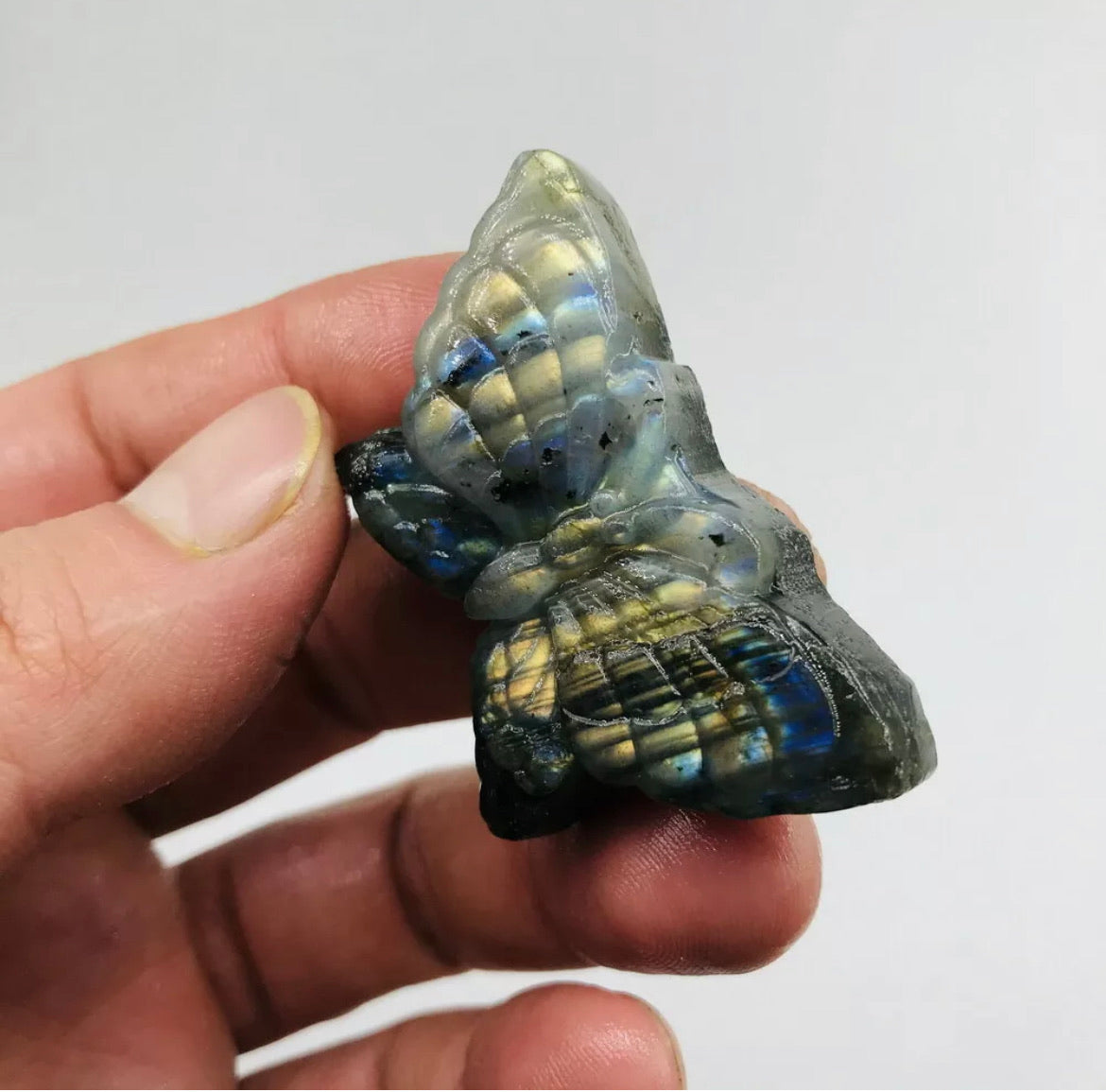 Natural labradorite crystal Hand-carved butterfly