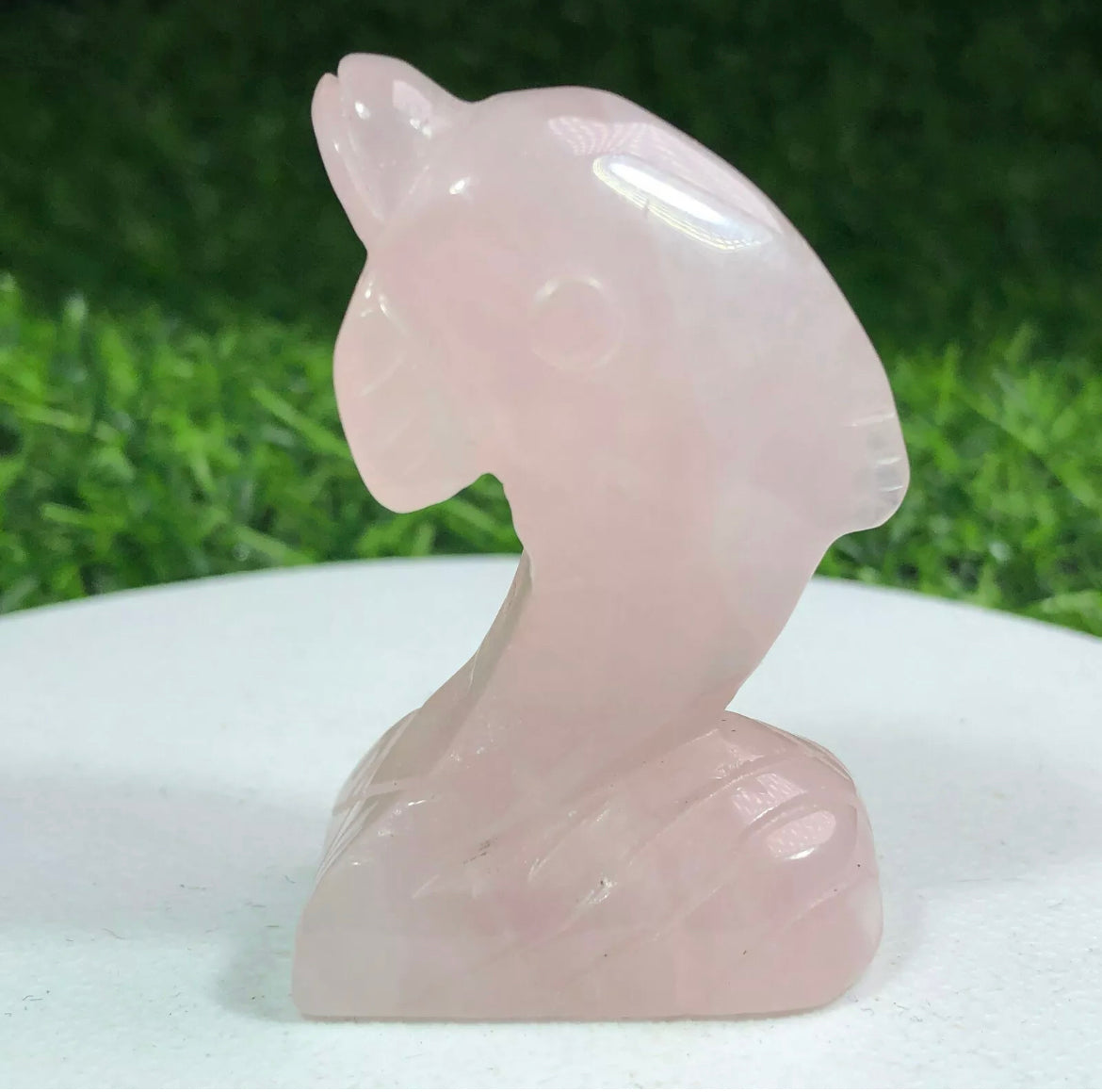 Natural Rose Quartz Dolphin semiprecious crystal gemstone figurine