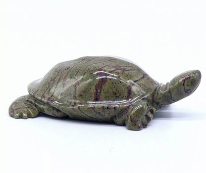 Natural Serpentine Carved Crystal Turtle Figurine