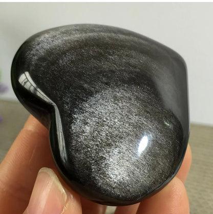 Natural Silver Obsidian heart