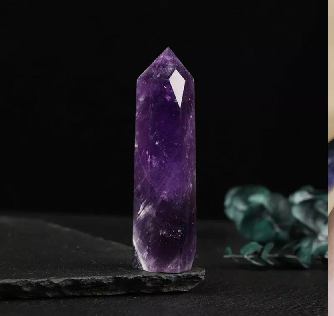 Natural Rock Dream Amethyst Quartz Crystal Point Wand Healing Stone Gift