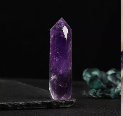 Natural Rock Dream Amethyst Quartz Crystal Point Wand Healing Stone Gift