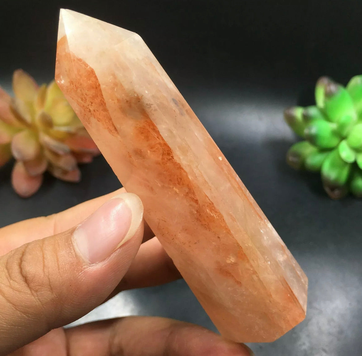 Natural Red Hematoid Quartz Wand Point