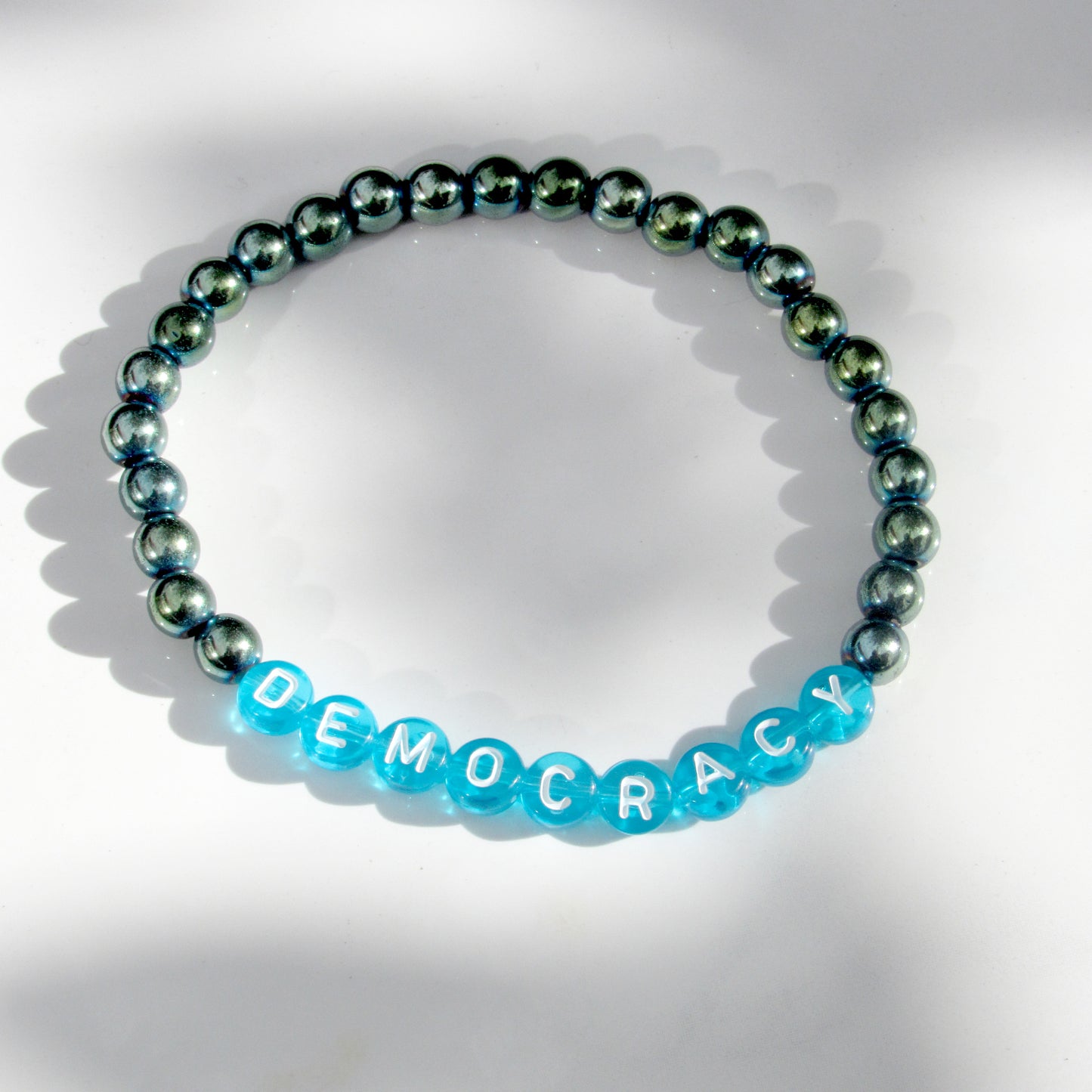 Democracy gemstone Stretch Phrase Bracelet