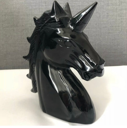 Natural black obsidian unicorn