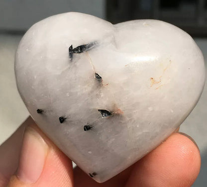 Natural  tourmaline Quartz crystal carved heart