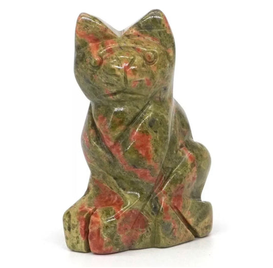 Natural Unakite Kitty Cat