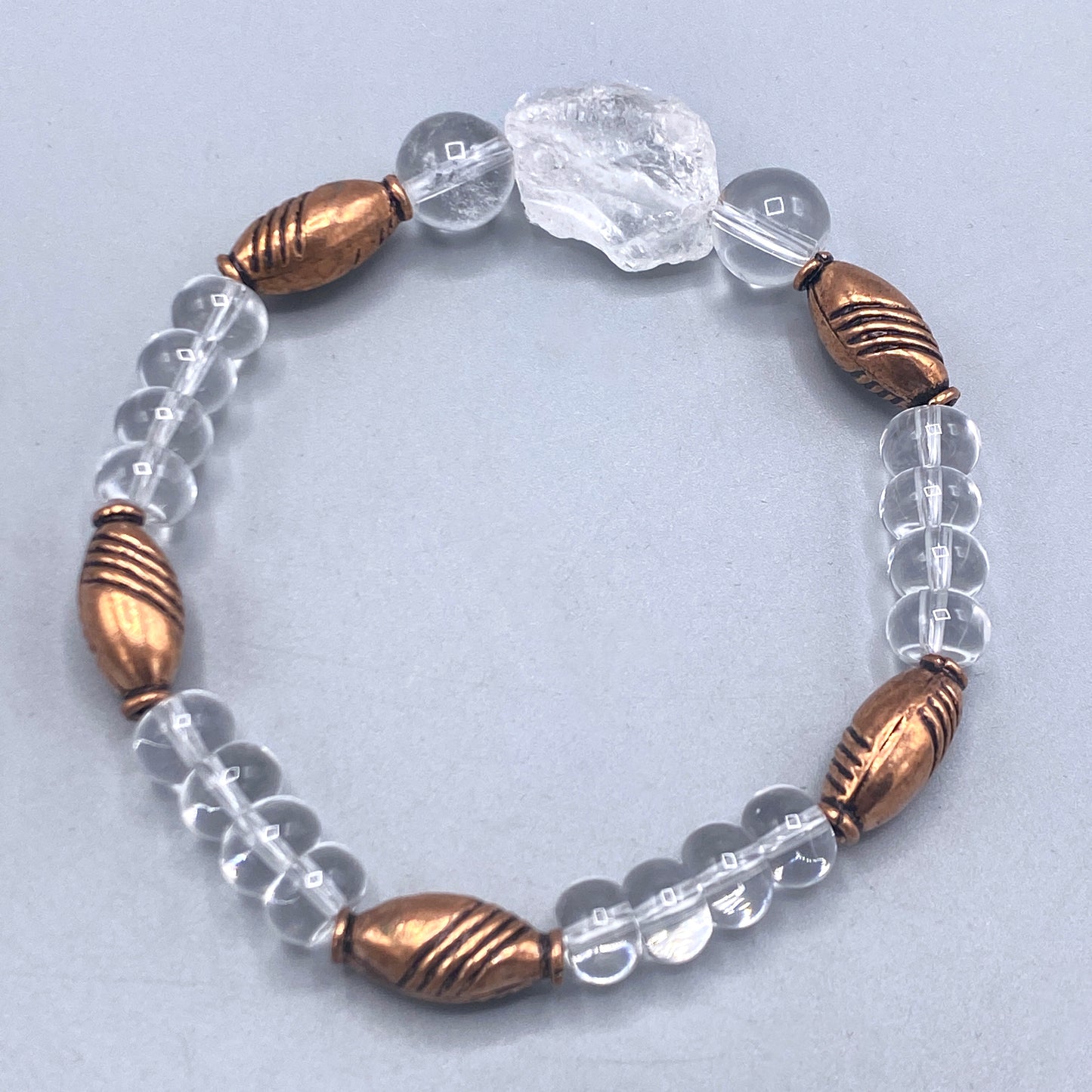 Quartz and Copper Beaded Stretch Bracelet