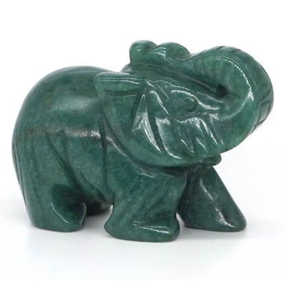 Natural Green Aventurine gemstone elephant figurine