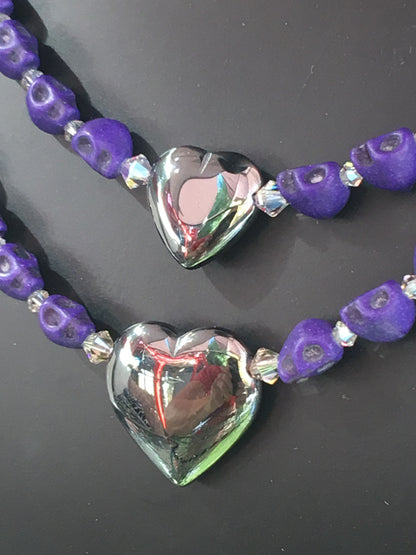 Purple Skull double Necklace