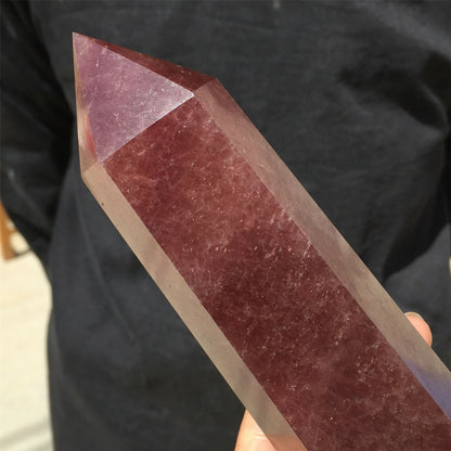 Natural strawberry gemstone quartz tower point obelisk