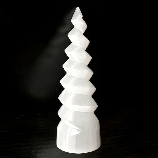 Selenite Crystal Tower Smooth Polished Spiral Skyscraper