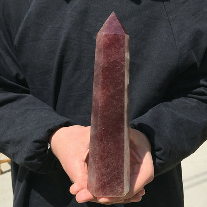 Natural strawberry gemstone quartz tower point obelisk